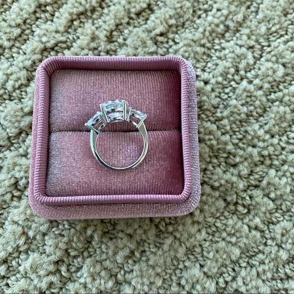 White Gold and Moissanite 3-Stone Engagement Ring - Picture 6 of 9